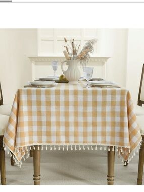 Rustic Farmhouse Buffalo Checkered Tablecloth RECTANGULAR - GOLD
